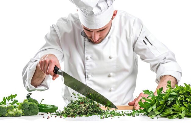 Kucharz pokazuje technikę